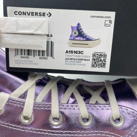 Converse CTAS Lift Double Stack Hi Metallic Lilac Lavender Platform High Top - Picture 16 of 16